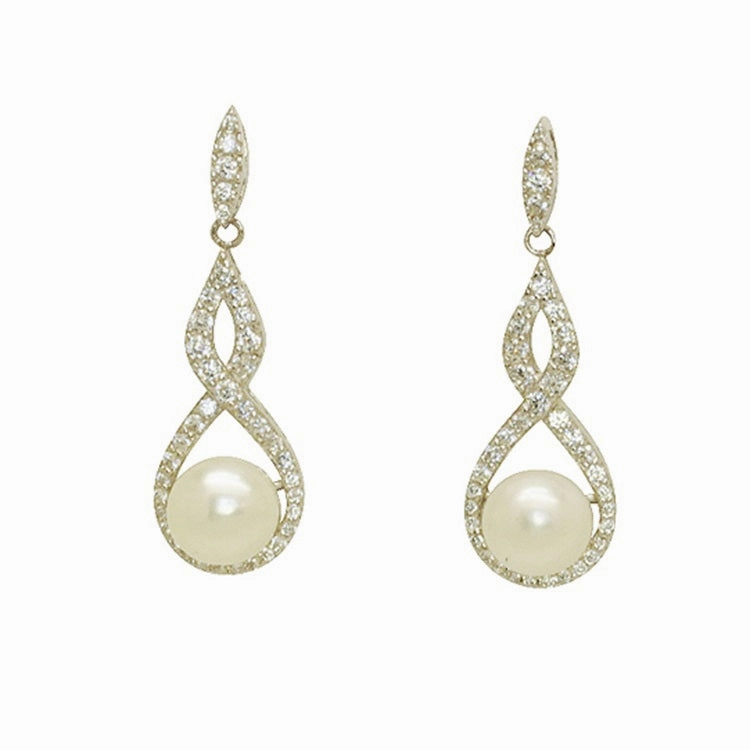 Lido Pearls Cubic Zirconia and Freshwater Pearl Drop Earrings KS146E