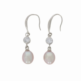 Lido Pink Freshwater Pearl and Cubic Zirconia Drop Earrings T138EP