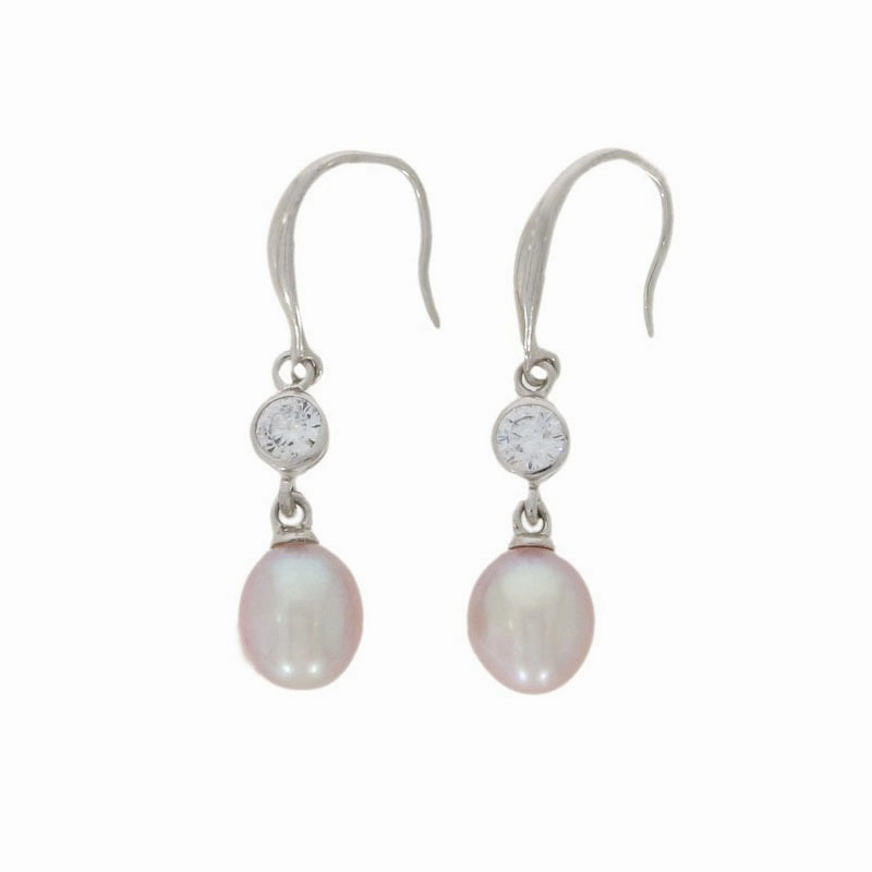 Lido Pink Freshwater Pearl and Cubic Zirconia Drop Earrings T138EP