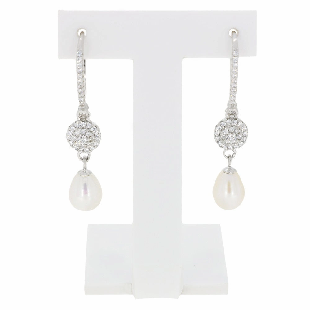 Lido White Freshwater Pearl Cubic Zirconia Drop Earrings LH104E