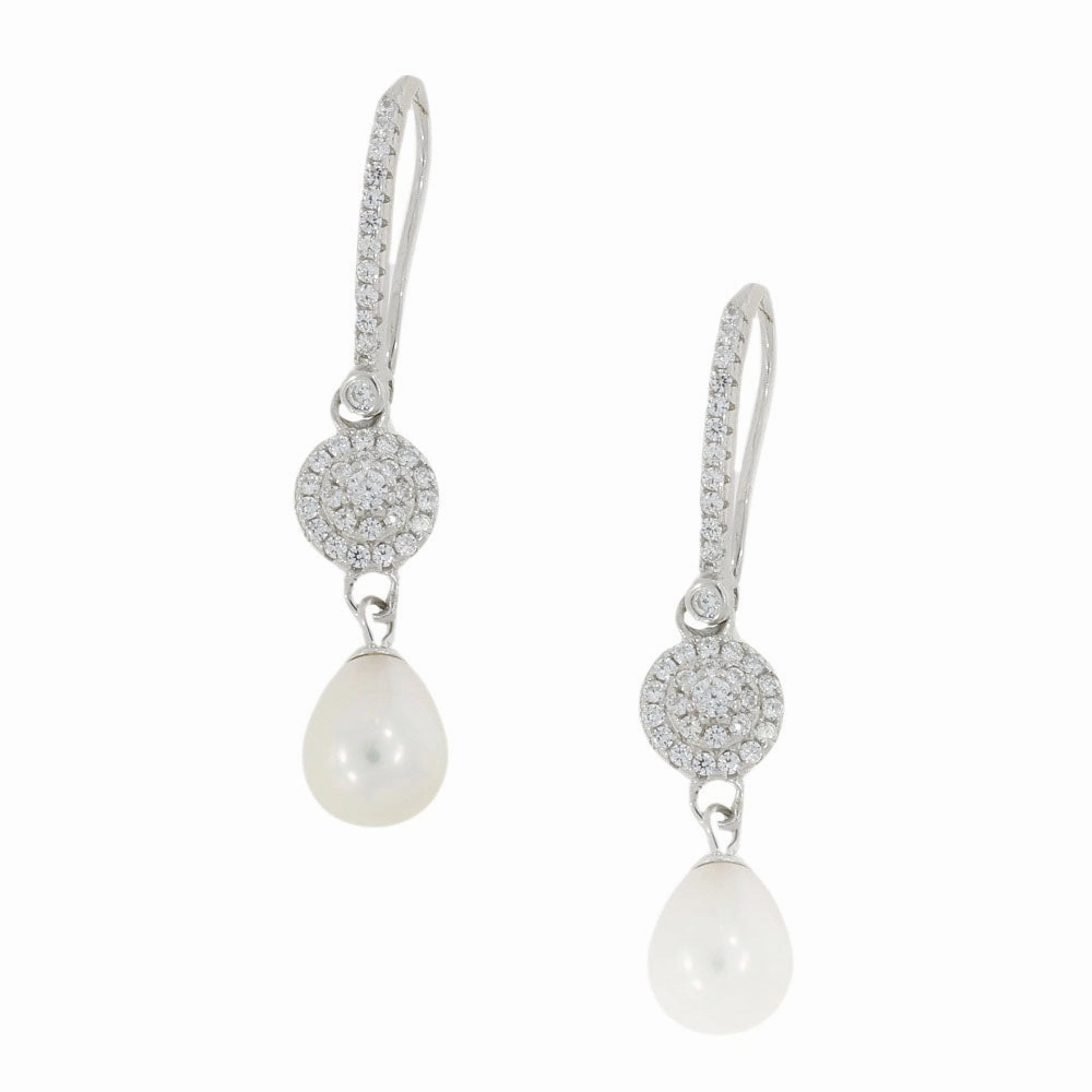 Lido White Freshwater Pearl Cubic Zirconia Drop Earrings LH104E