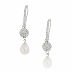 Lido White Freshwater Pearl Cubic Zirconia Drop Earrings LH104E