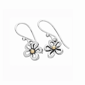 Linda MacDonald Flower Sterling Silver and 9ct Gold Earrings Fleur Collection DF