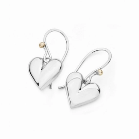 Linda MacDonald Heart Sterling Silver and 9ct Gold Earrings Forever Collection DVP