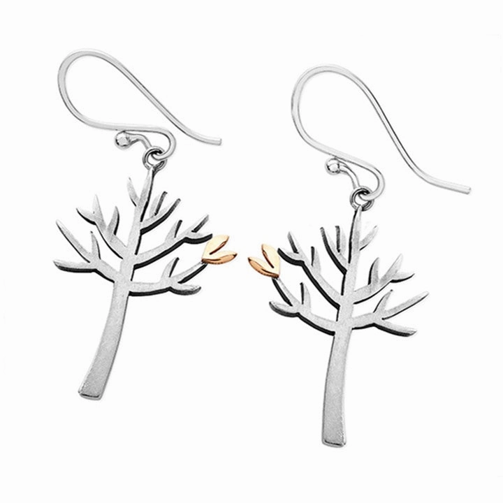 Linda MacDonald Sterling Silver and 9ct Gold Tree Earrings Woodlands Collection DTL