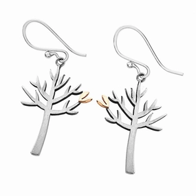 Linda MacDonald Sterling Silver and 9ct Gold Tree Earrings Woodlands Collection DTL