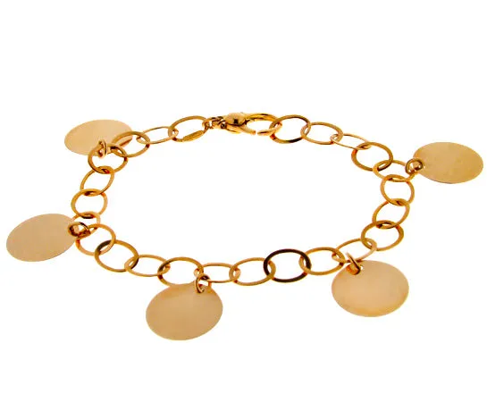 Link bracelet with 5 coin pendants