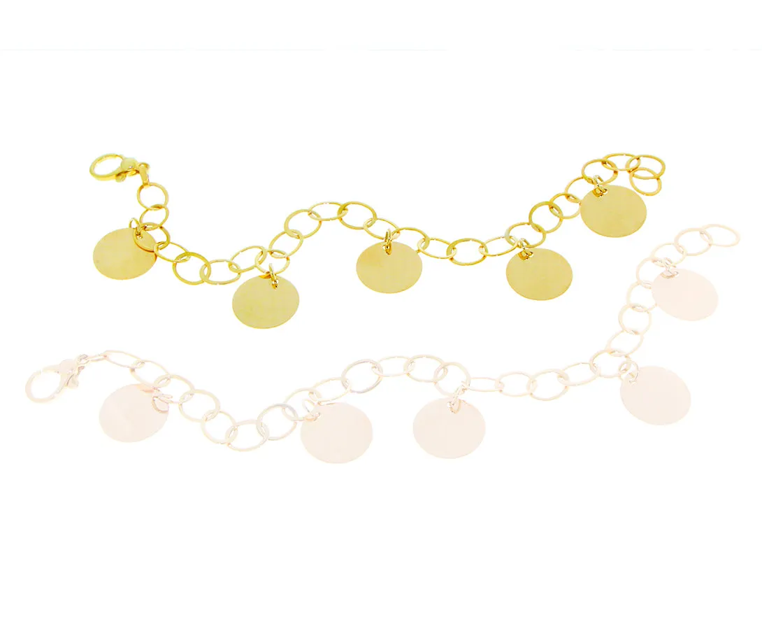 Link bracelet with 5 coin pendants