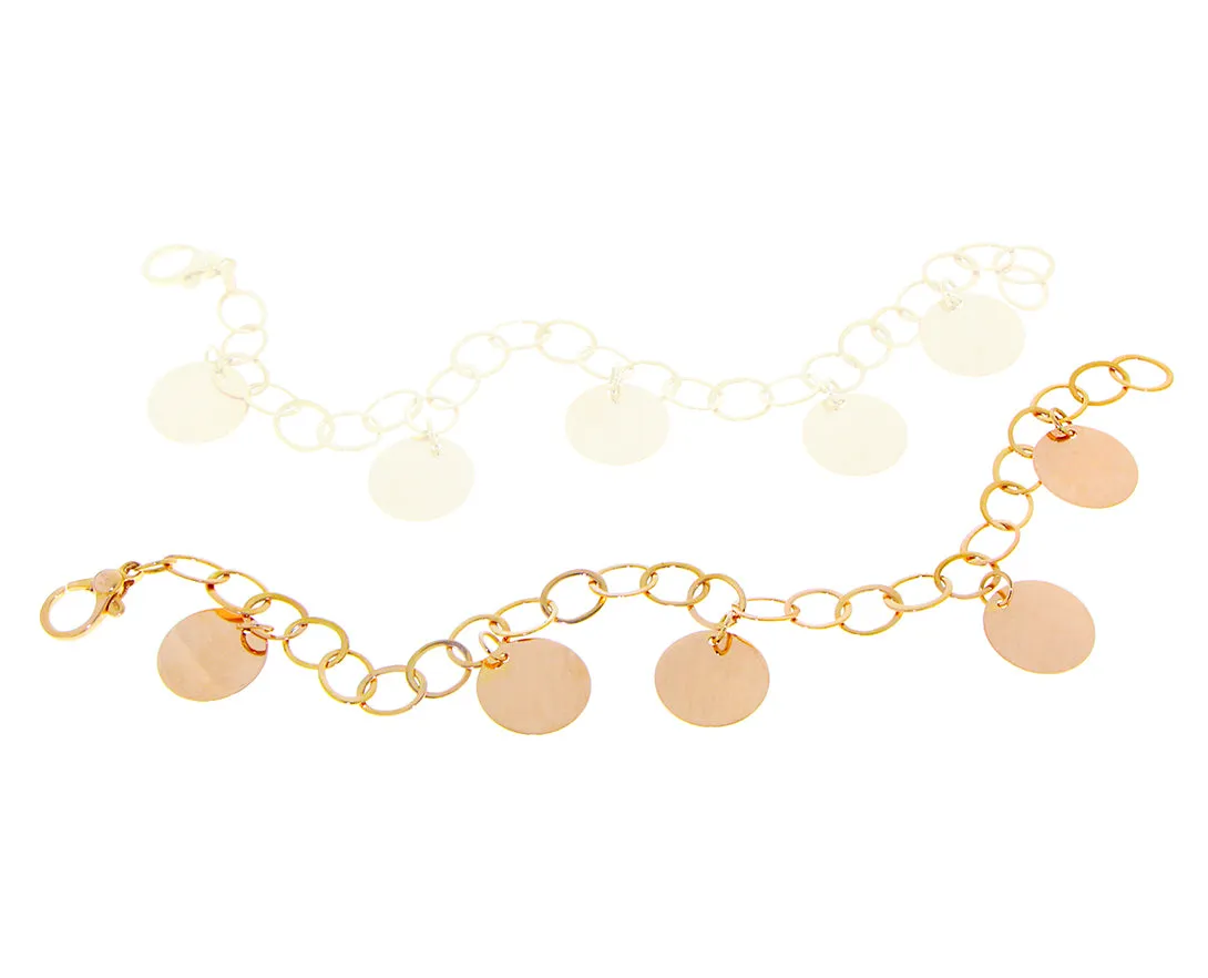 Link bracelet with 5 coin pendants