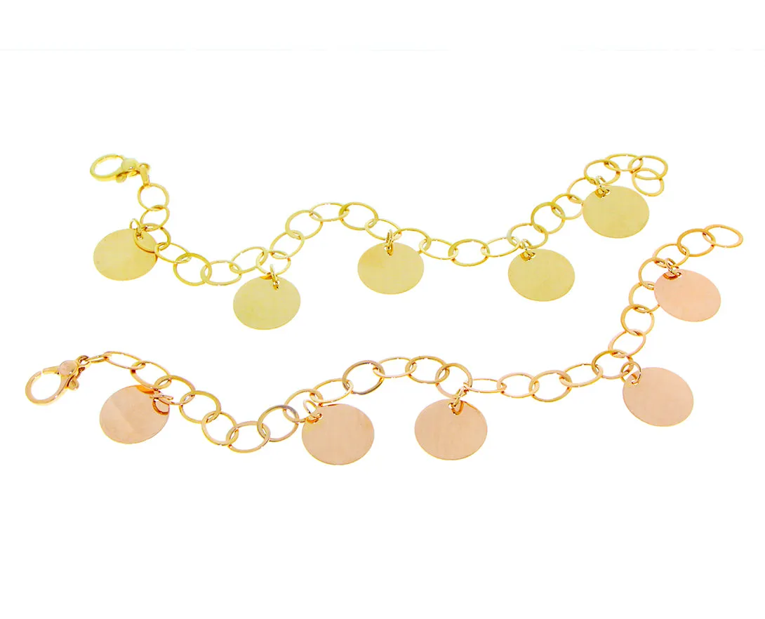 Link bracelet with 5 coin pendants