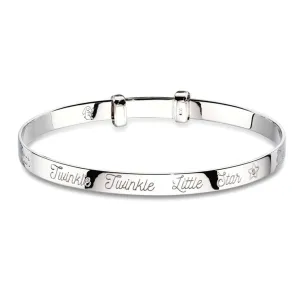 Little Star Twinkle Diamond Sterling Silver Baby Bangle LSB0024