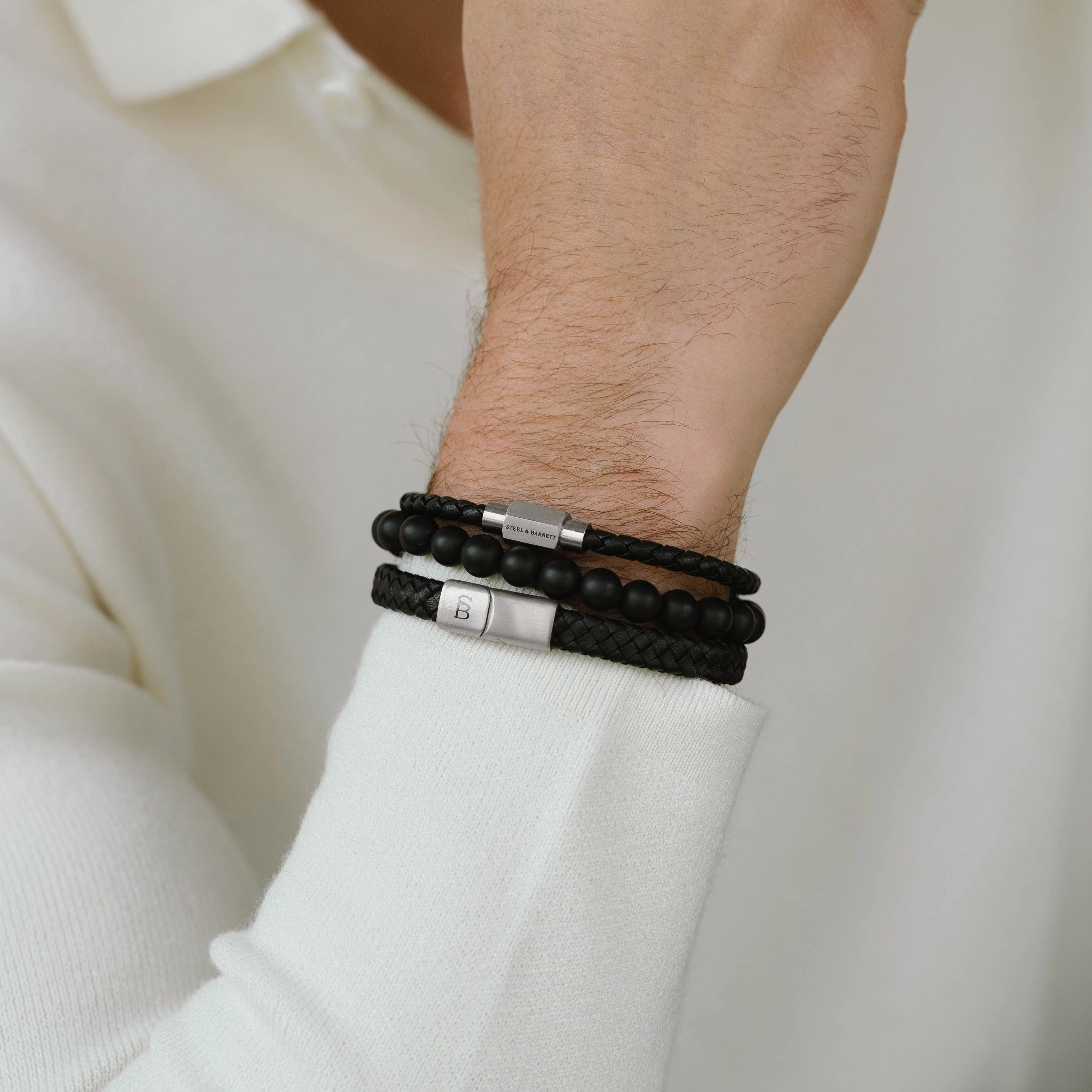 Luke Landon Nappa Leather Bracelet Black LBLL/001S