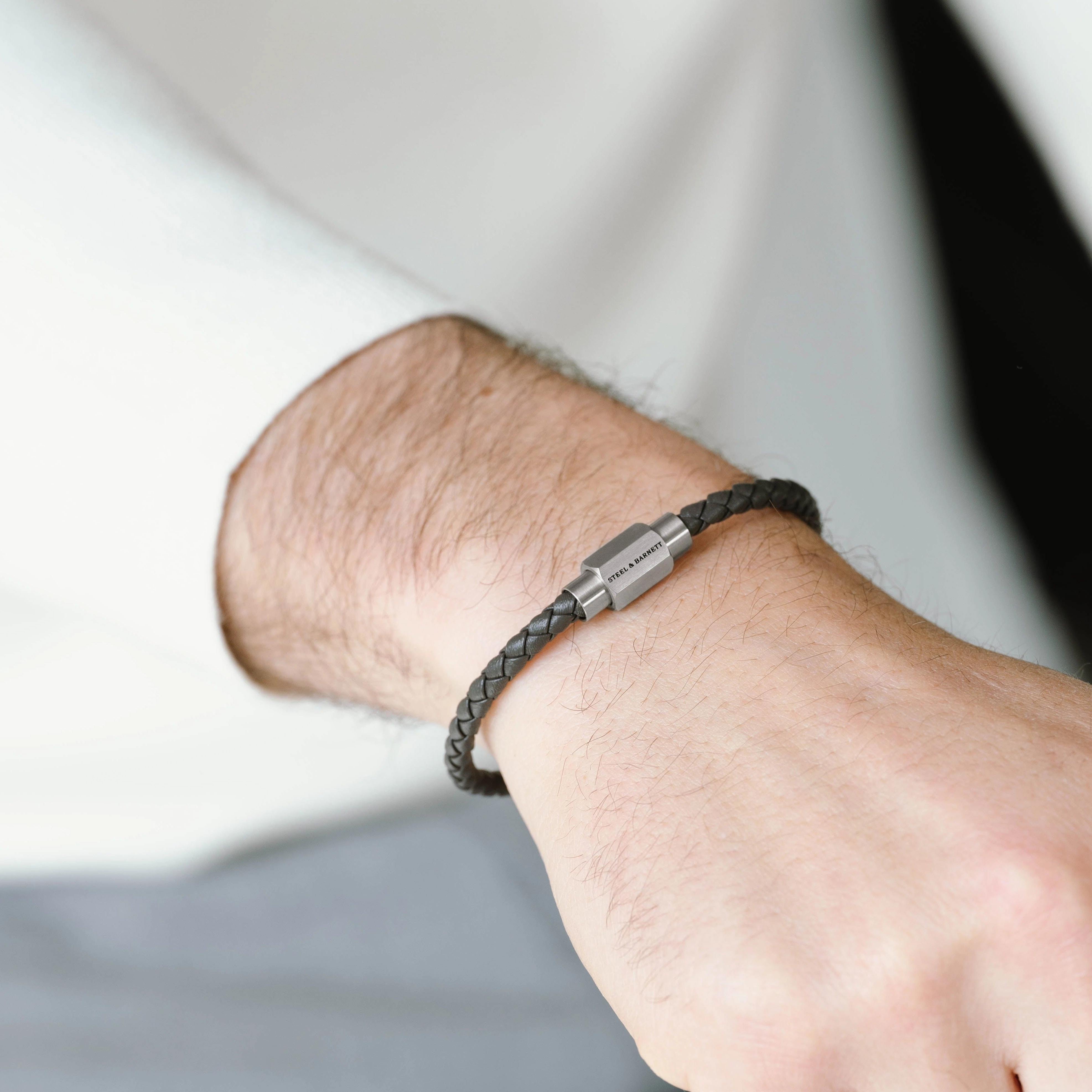 Luke Landon Nappa Leather Bracelet Dark Gray LBLL/006S