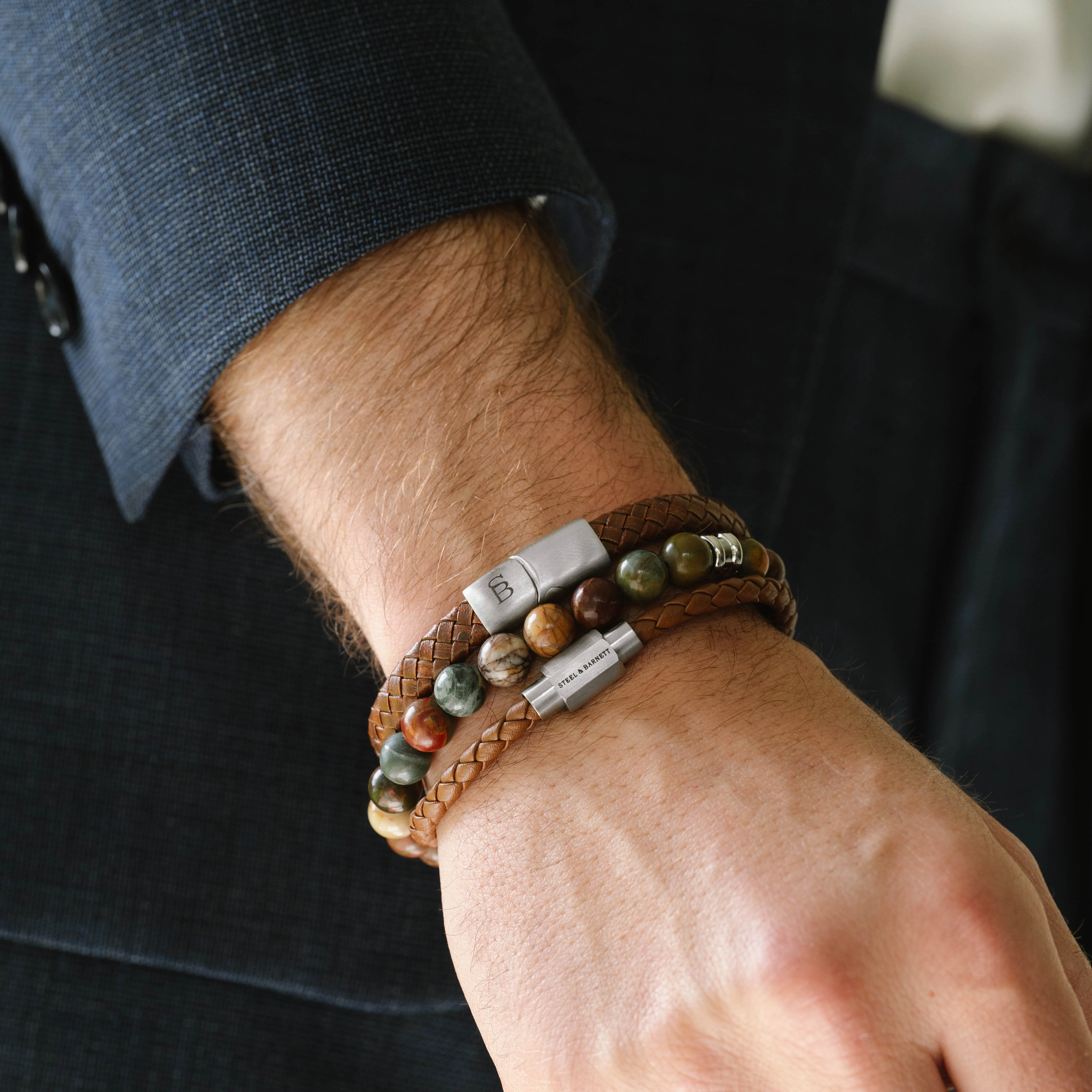 Luke Landon Nappa Leather Bracelet Peanut LBLL/005S