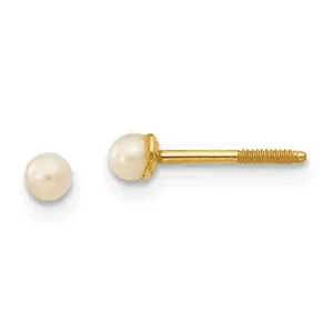 Madi K Kid's 14k  2-3mm Button Freshwater Cultured Pearl Screwback Post Earrings