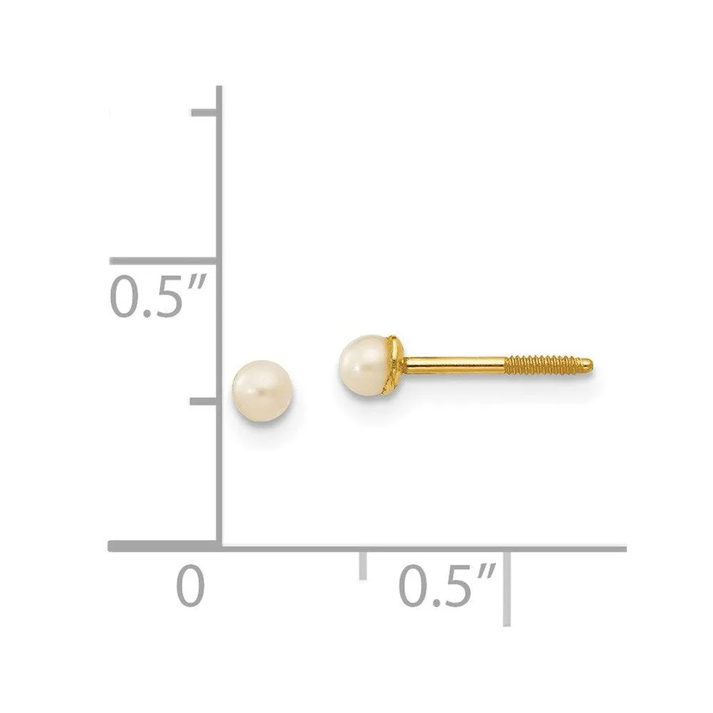 Madi K Kid's 14k  2-3mm Button Freshwater Cultured Pearl Screwback Post Earrings
