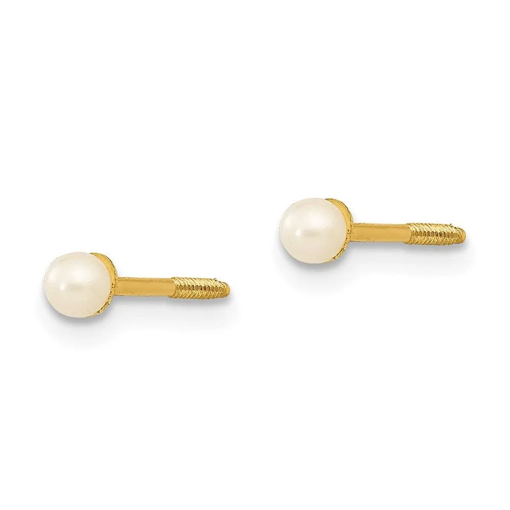 Madi K Kid's 14k  2-3mm Button Freshwater Cultured Pearl Screwback Post Earrings
