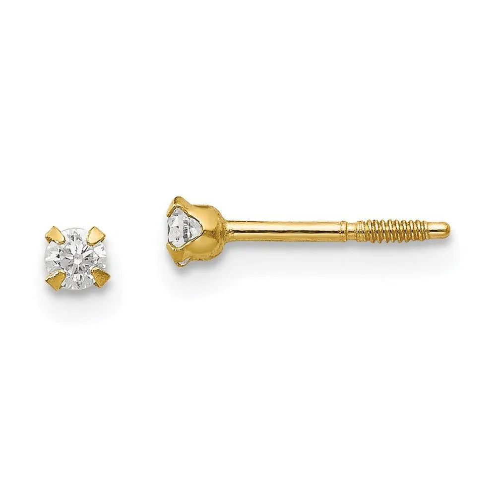 Madi K Kid's 14k  2.25mm CZ Baby Earrings