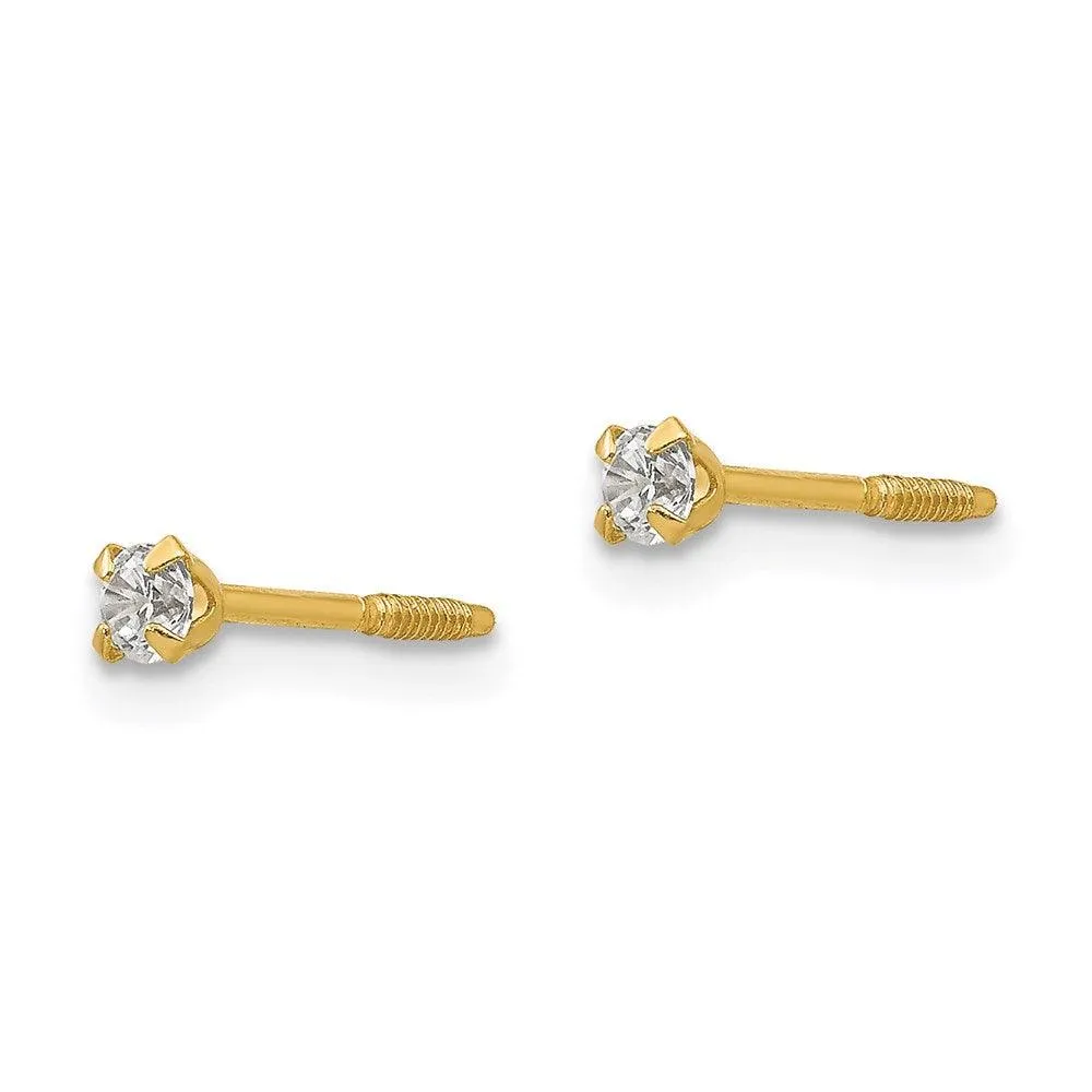 Madi K Kid's 14k  2.25mm CZ Baby Earrings