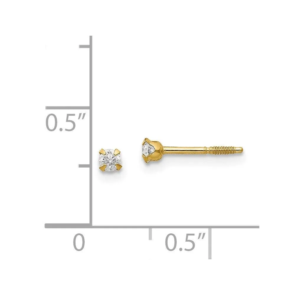 Madi K Kid's 14k  2.25mm CZ Baby Earrings