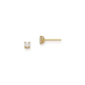 Madi K Kid's 14k  2.5mm Square CZ Basket Set Stud Earrings