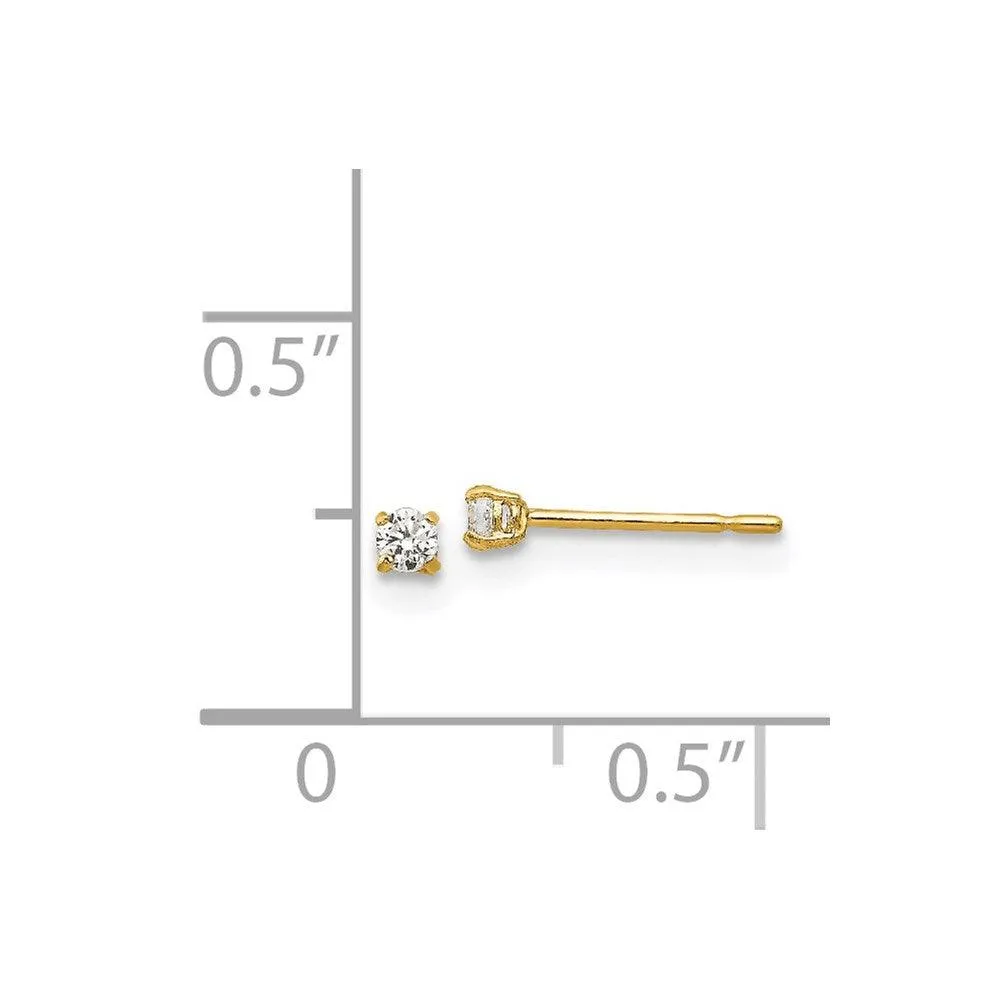 Madi K Kid's 14k  2mm Round CZ Basket Set Stud Earrings