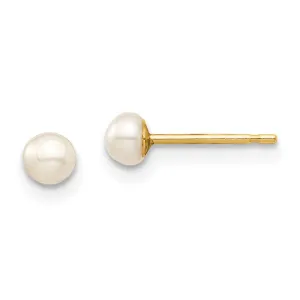Madi K Kid's 14k  3-4mm White Button Freshwater Cultured Pearl Stud Post Earrings