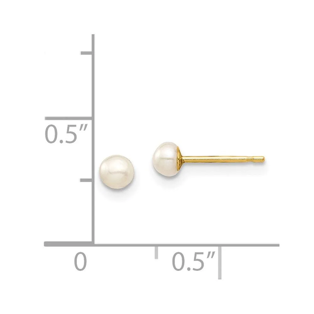 Madi K Kid's 14k  3-4mm White Button Freshwater Cultured Pearl Stud Post Earrings