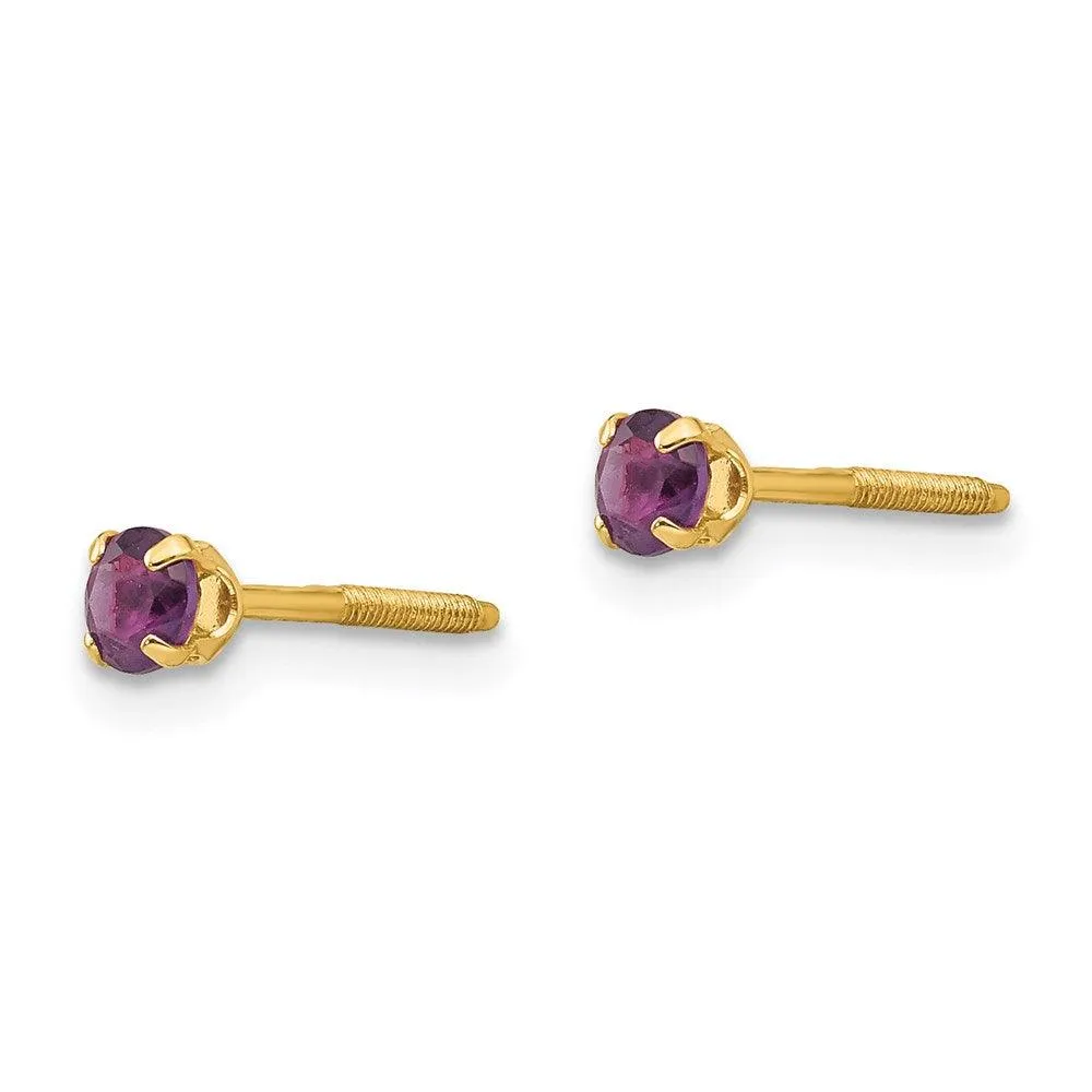 Madi K Kid's 14k  3mm Amethyst Earrings