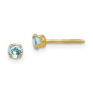 Madi K Kid's 14k  3mm Aquamarine Earrings