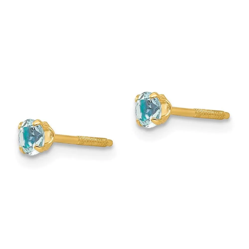 Madi K Kid's 14k  3mm Aquamarine Earrings