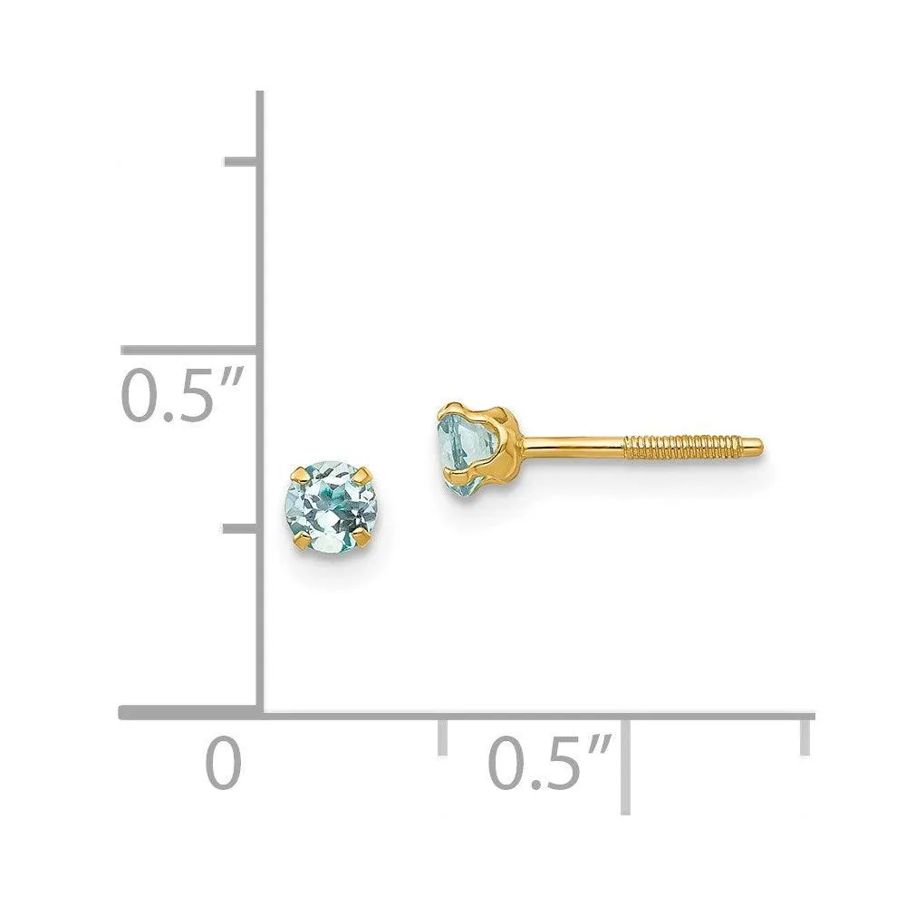 Madi K Kid's 14k  3mm Aquamarine Earrings