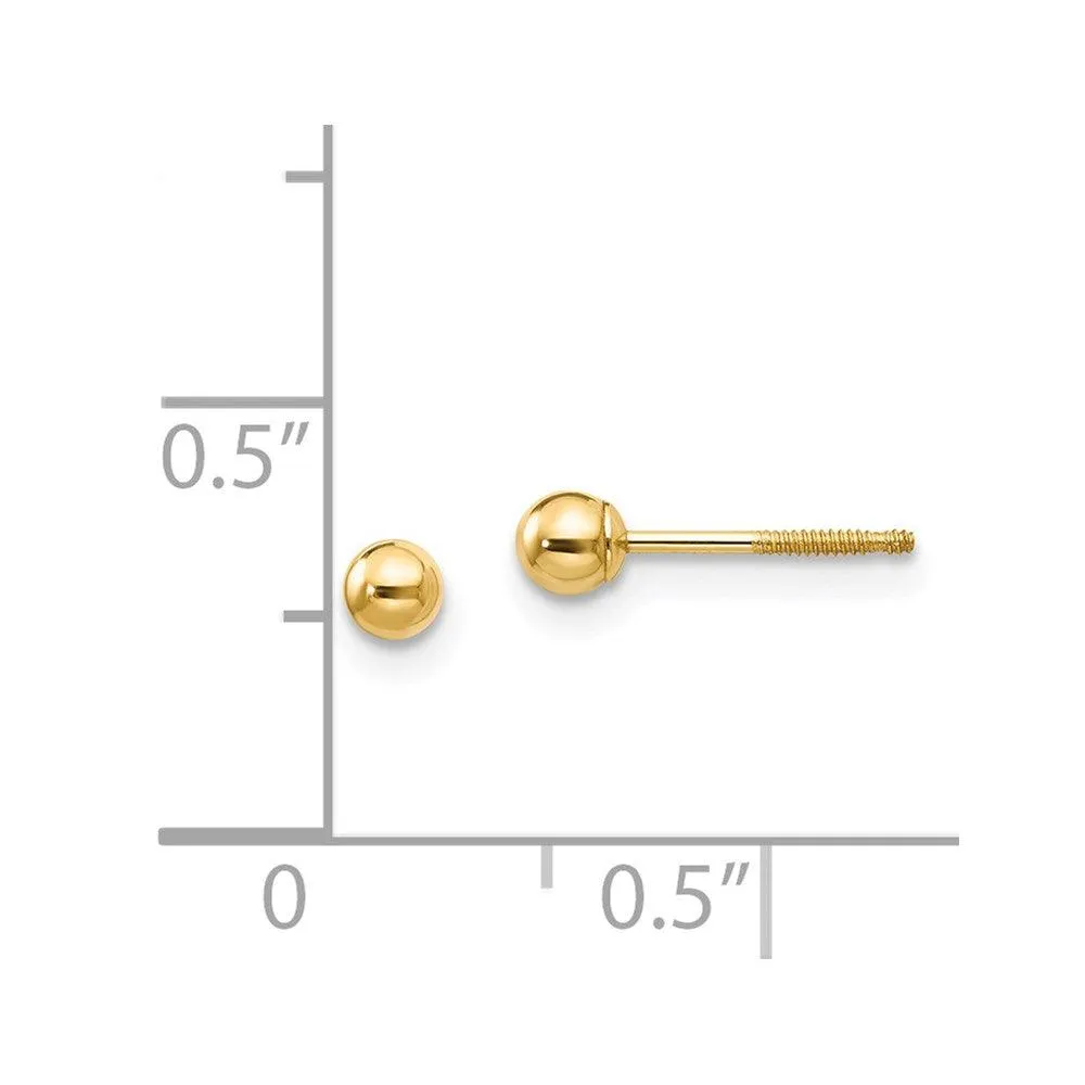 Madi K Kid's 14k  3mm Ball Screwback Earrings