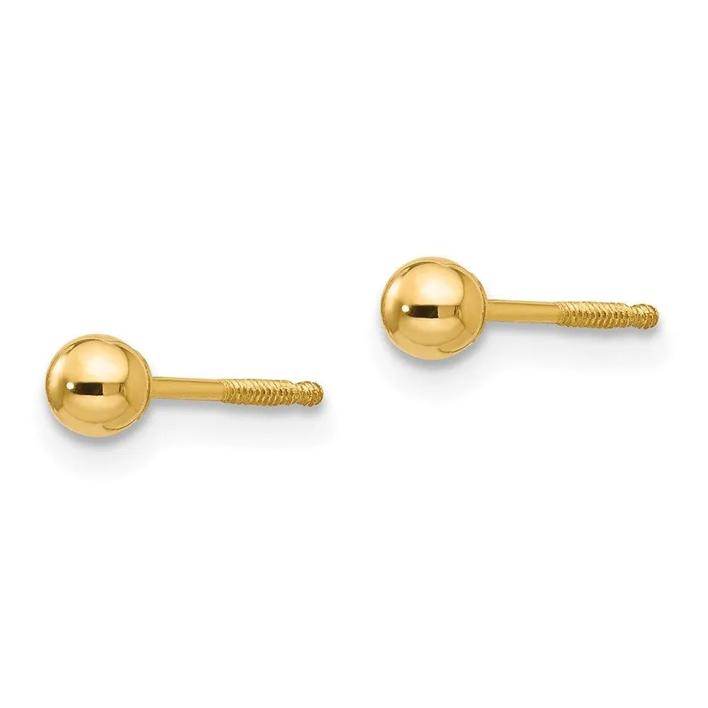 Madi K Kid's 14k  3mm Ball Screwback Earrings
