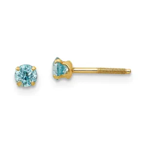 Madi K Kid's 14k  3mm Blue Zircon Earrings