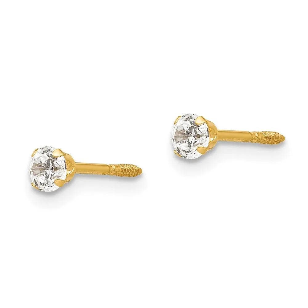 Madi K Kid's 14k  3mm CZ Earrings