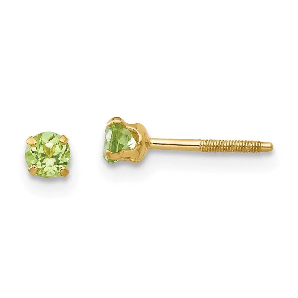 Madi K Kid's 14k  3mm Peridot Earrings