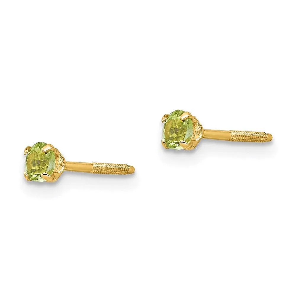 Madi K Kid's 14k  3mm Peridot Earrings