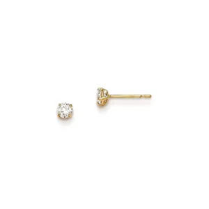 Madi K Kid's 14k  3mm Round CZ Basket Set Stud Earrings