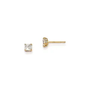 Madi K Kid's 14k  3mm Square CZ Basket Set Stud Earrings