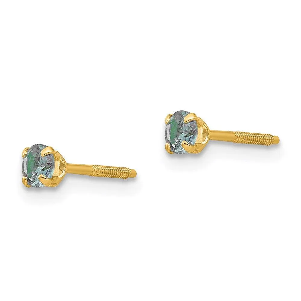 Madi K Kid's 14k  3mm Synthetic Birthstone Earrings