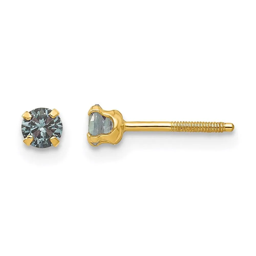 Madi K Kid's 14k  3mm Synthetic Birthstone Earrings