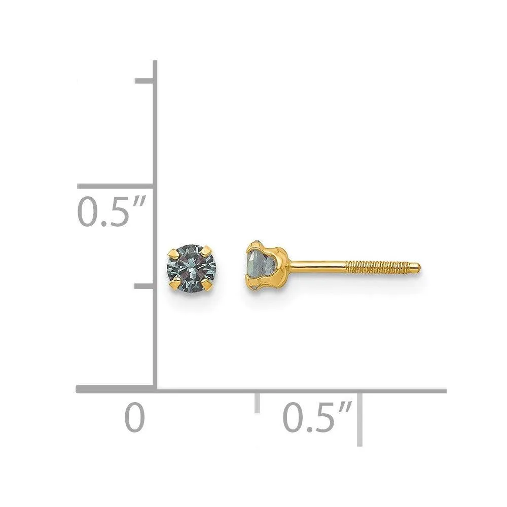 Madi K Kid's 14k  3mm Synthetic Birthstone Earrings