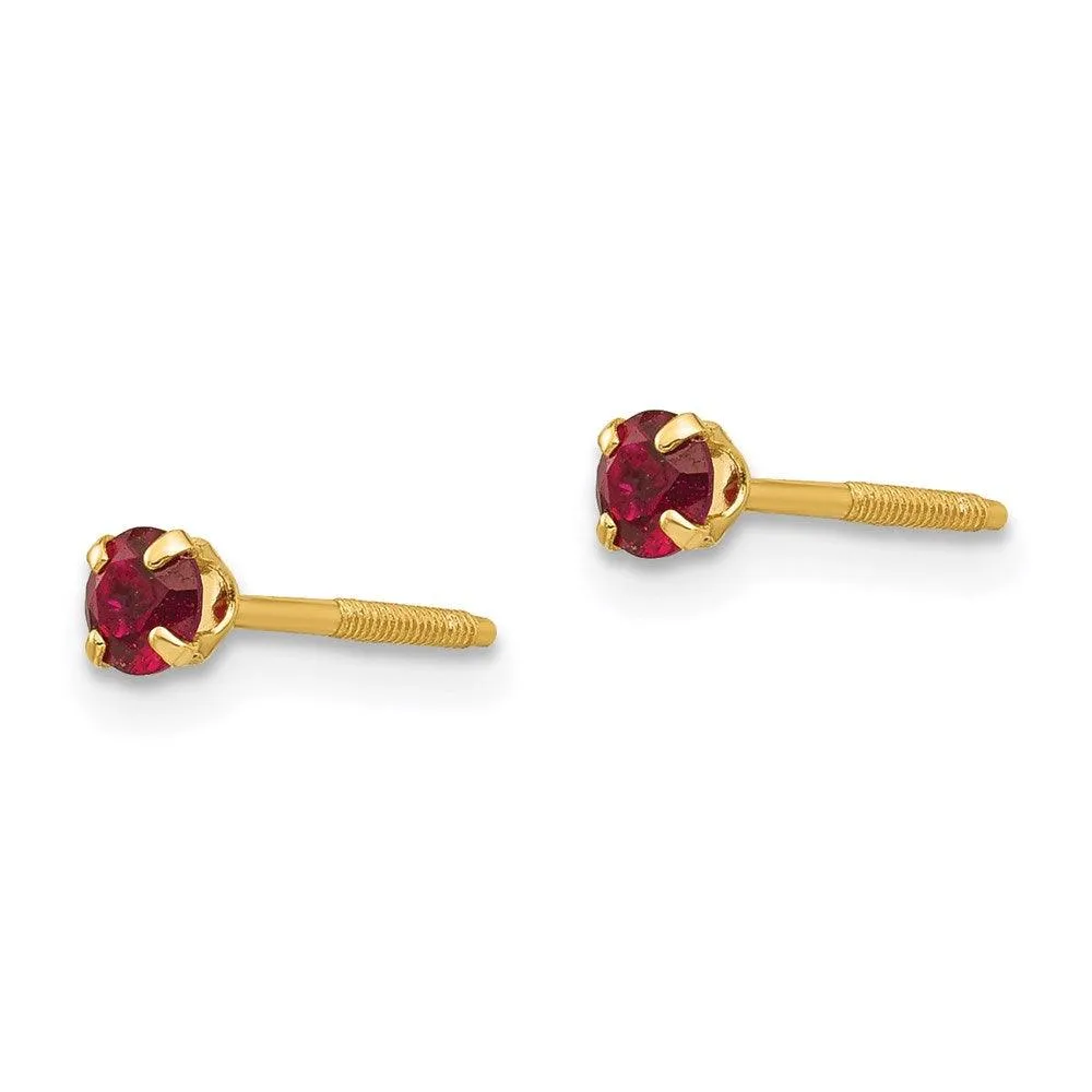 Madi K Kid's 14k  3mm Synthetic Garnet Earrings
