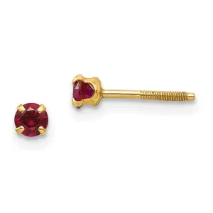 Madi K Kid's 14k  3mm Synthetic Garnet Earrings