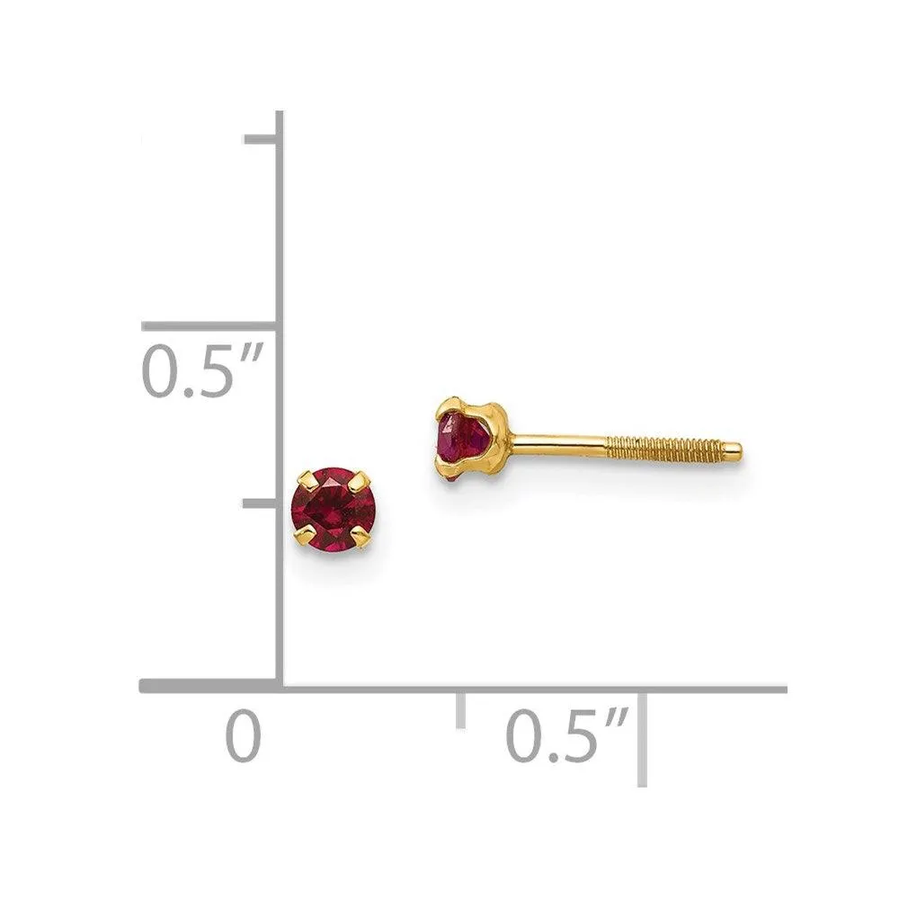 Madi K Kid's 14k  3mm Synthetic Garnet Earrings