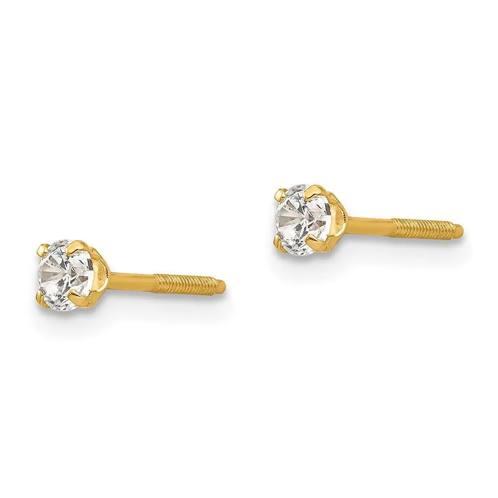 Madi K Kid's 14k  3mm white zircon Earrings