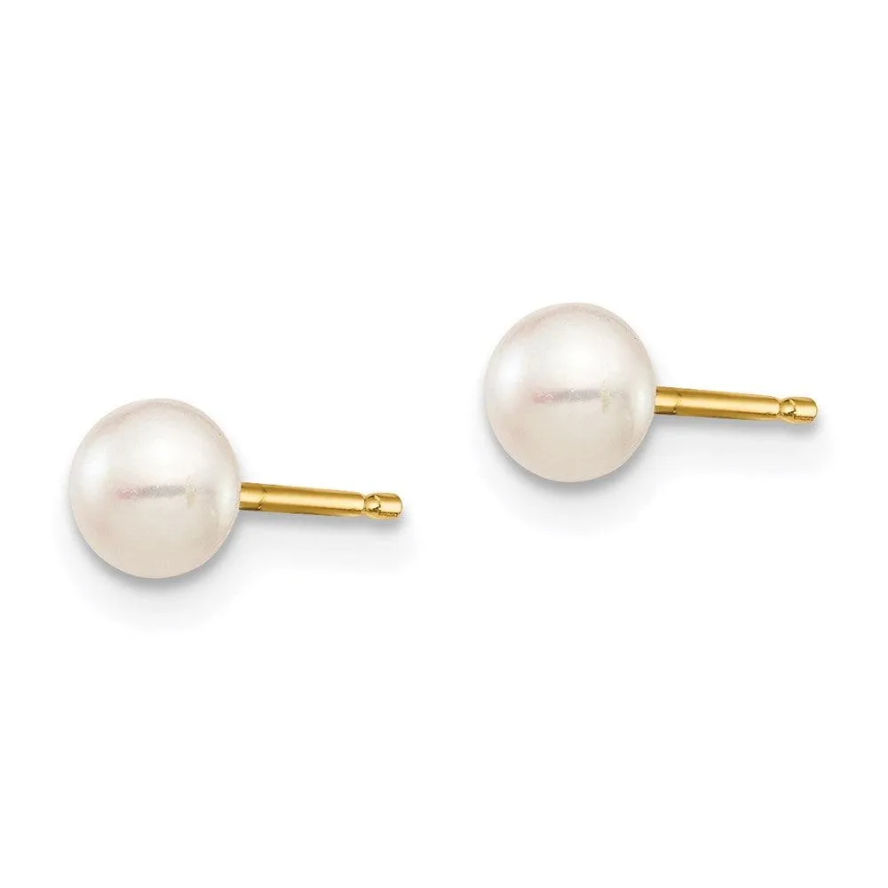 Madi K Kid's 14k  4-5mm White Button Freshwater Cultured Pearl Stud Post Earrings