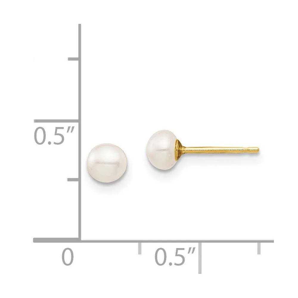 Madi K Kid's 14k  4-5mm White Button Freshwater Cultured Pearl Stud Post Earrings