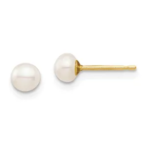 Madi K Kid's 14k  4-5mm White Button Freshwater Cultured Pearl Stud Post Earrings